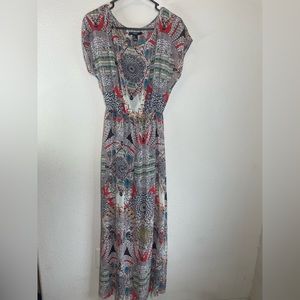 Forever 21 full length dress, boho sheer maxi dress with under slip size medium